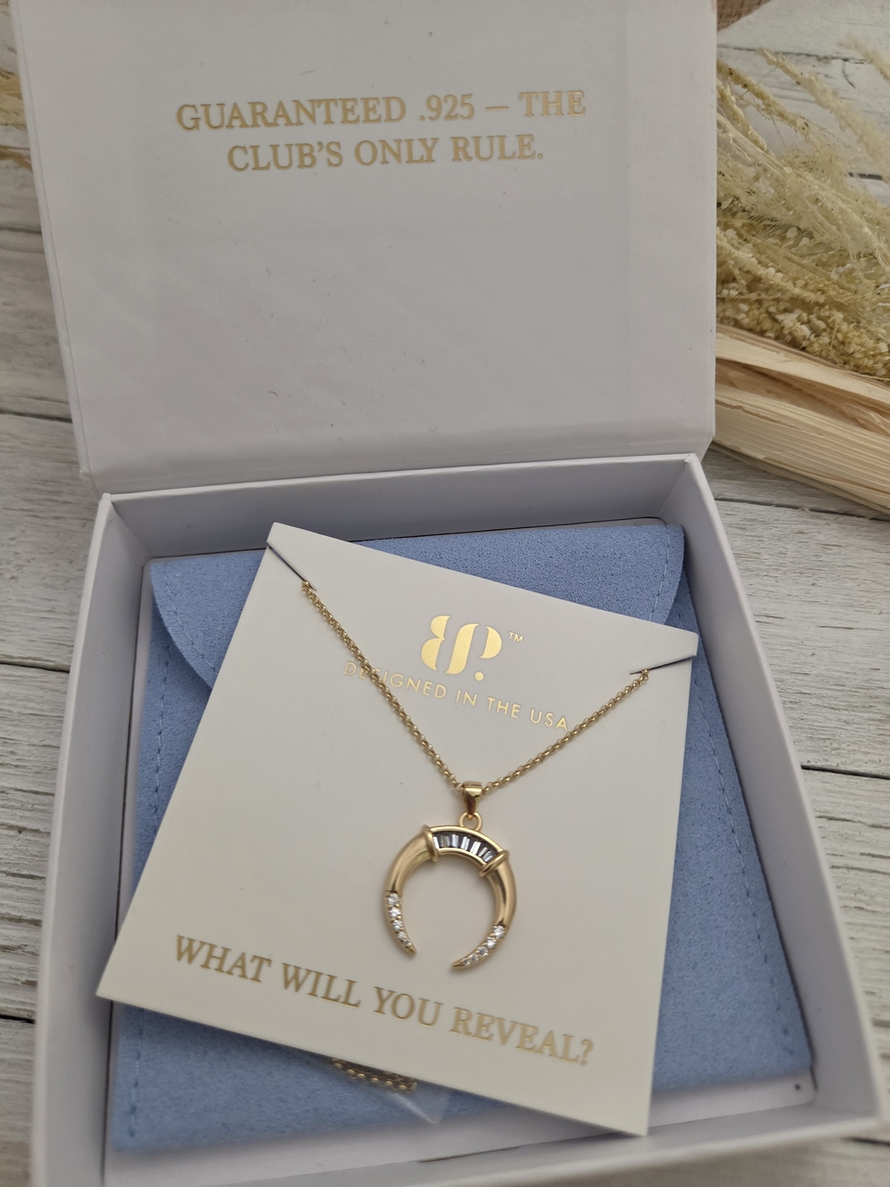 BOMB PARTY Vermeil Gold Crescent Necklace
